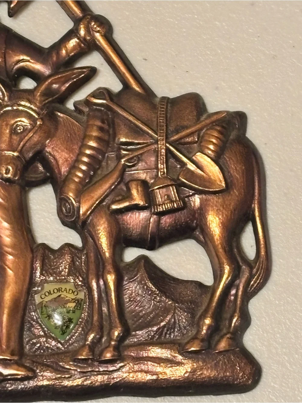 Vintage-Style Souvenir Copper Miner & Mule Wall Thermometer - Colorado